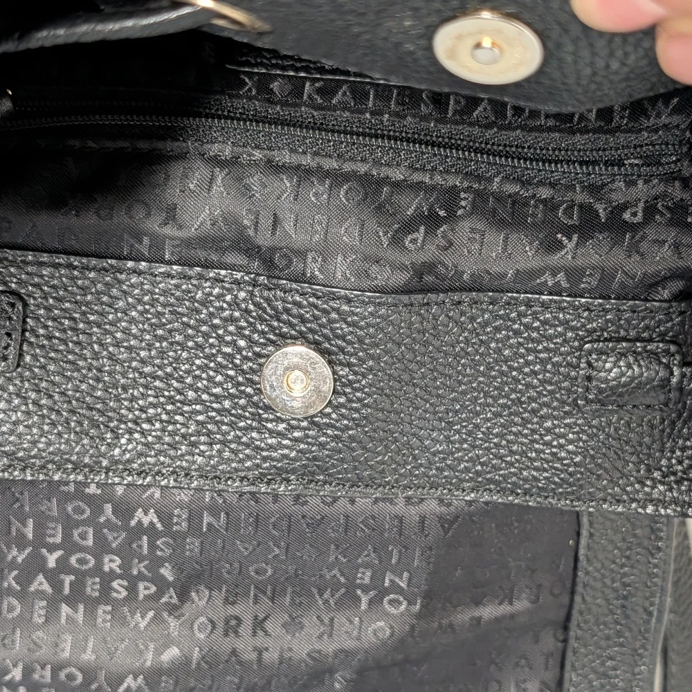 Kate Spade ♠️ Black Leather Drawstring Backpack